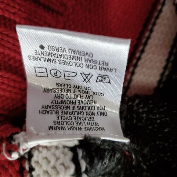 Striped Cotton Cardigan Sweater L Zip Closure Collared Sporty Red Black White - Picture 5 of 5